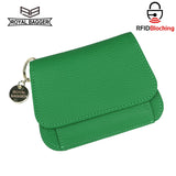 Royal Bagger RFID Short Wallets for Women Genuine Cow Leather Fashion Card Holder with Key Ring Holders Clutch Slim Coin Purse